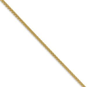 1.5mm 14k Yellow Gold Hollow Wheat Chain Necklace, 18 Inch